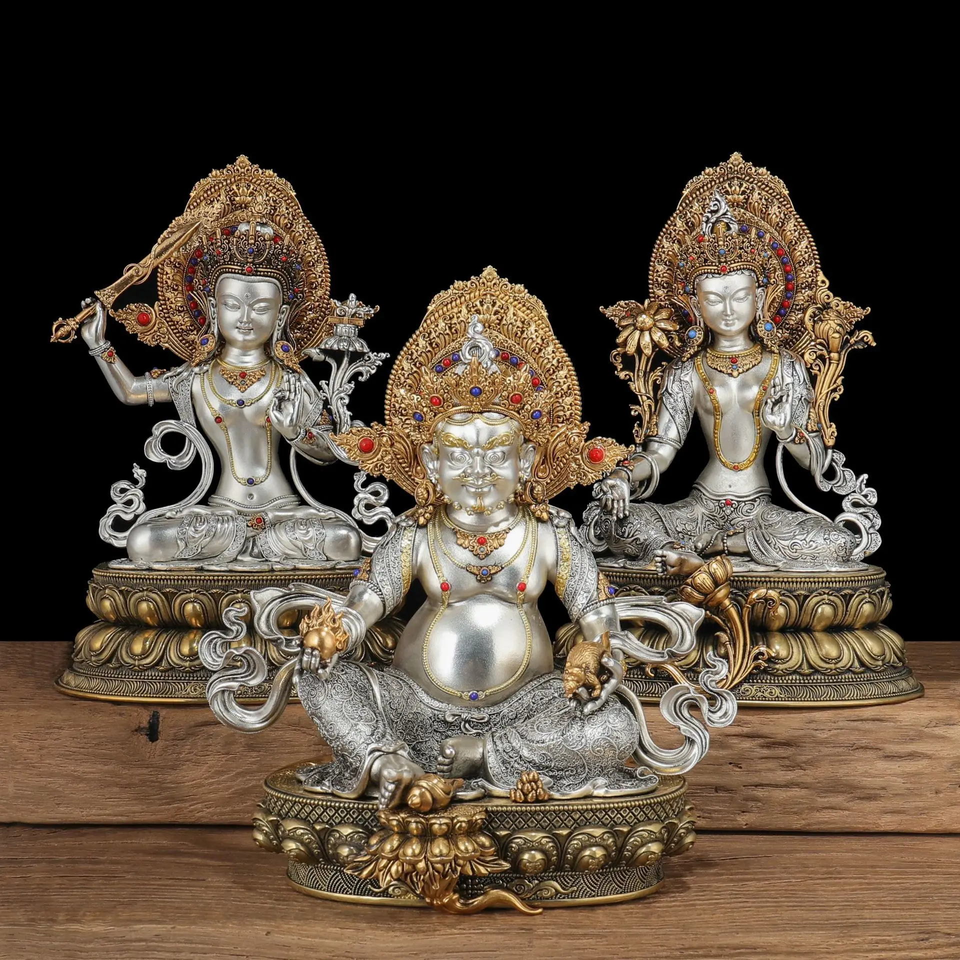 ZML Buddha Statue Ornament 7inch 23cm Tantric Buddhism Tibetan Green Offering Supplies