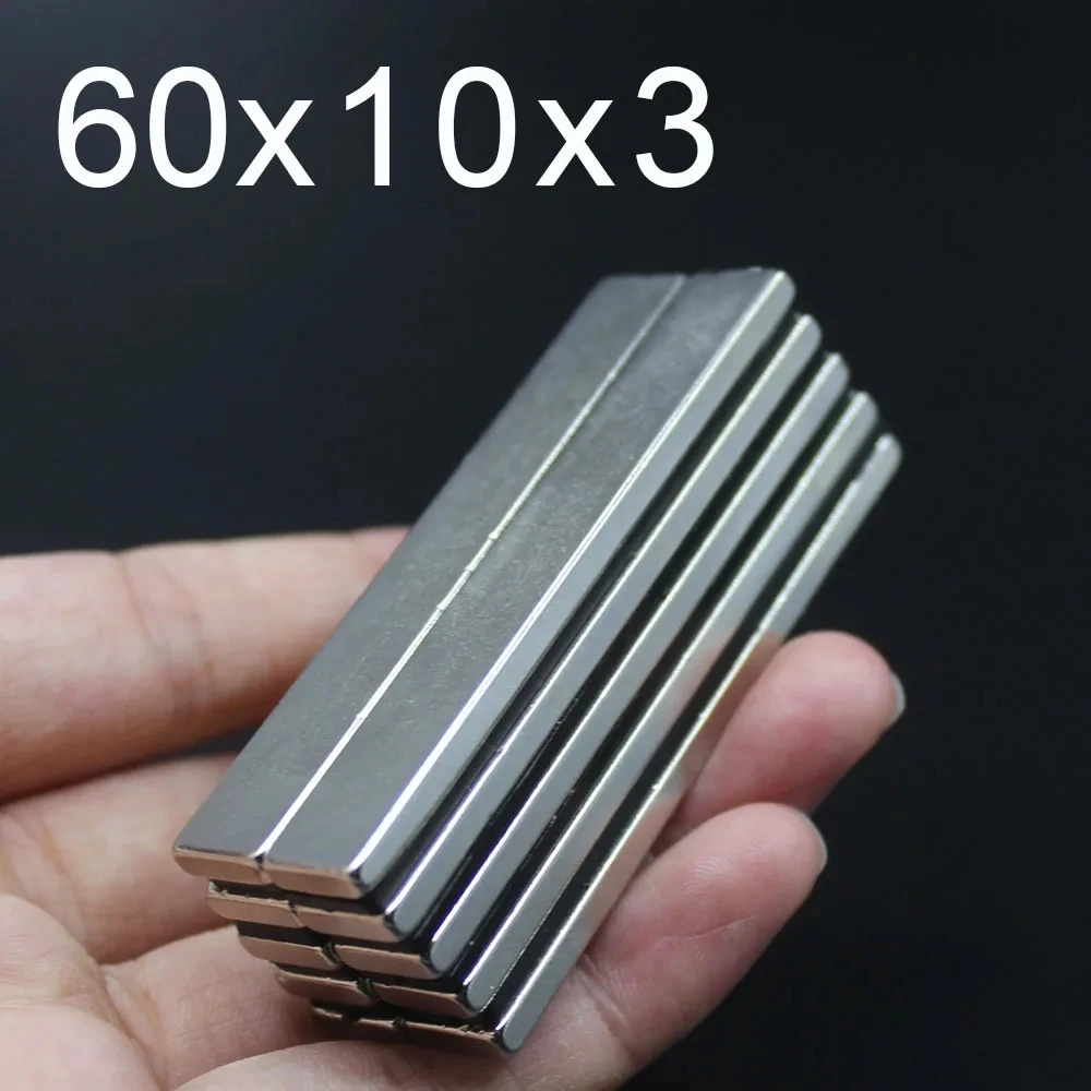 

1/2/3/5/10Pcs 60x10x3 Neodymium Magnet 60mm x 10mm x3mm N35 NdFeB Block Super Powerful Strong Permanent Magnetic imanes