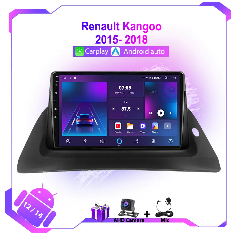 For Renault Kangoo 2015-2018 Android Multimedia Video Player Navigation GPS Auto Stereo Head Unit BT Carplay Car Radio 1280*720