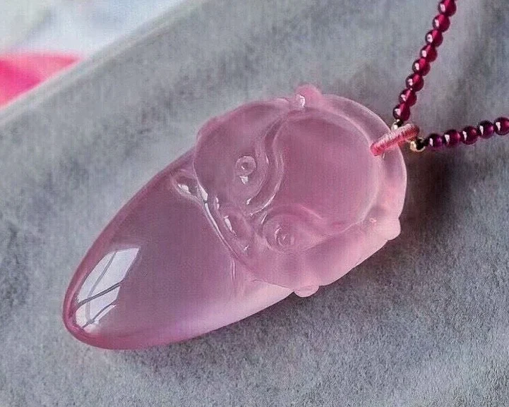 

Женское ожерелье с подвеской из натурального розового кварца, лиса, розовый кварц, 46,8*25,2*17 мм, ювелирные изделия с кристаллами любви AAAAA