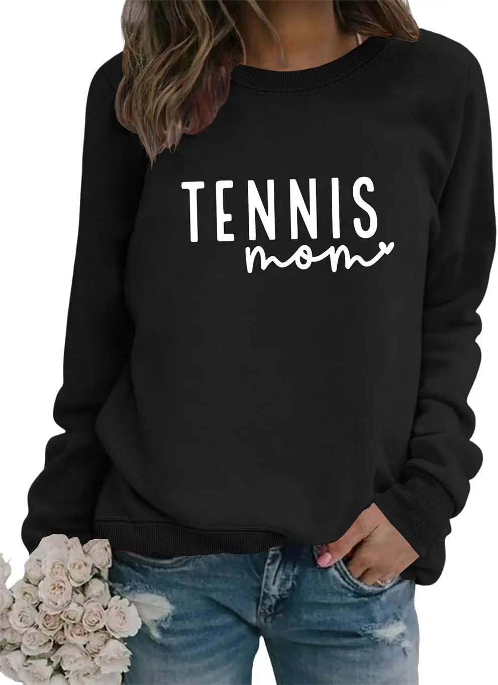 Tennis Mom Sweatshirt for Women Casual Graphic Long Sleeve Pullover Tops Tennis Lover Gift Shirts