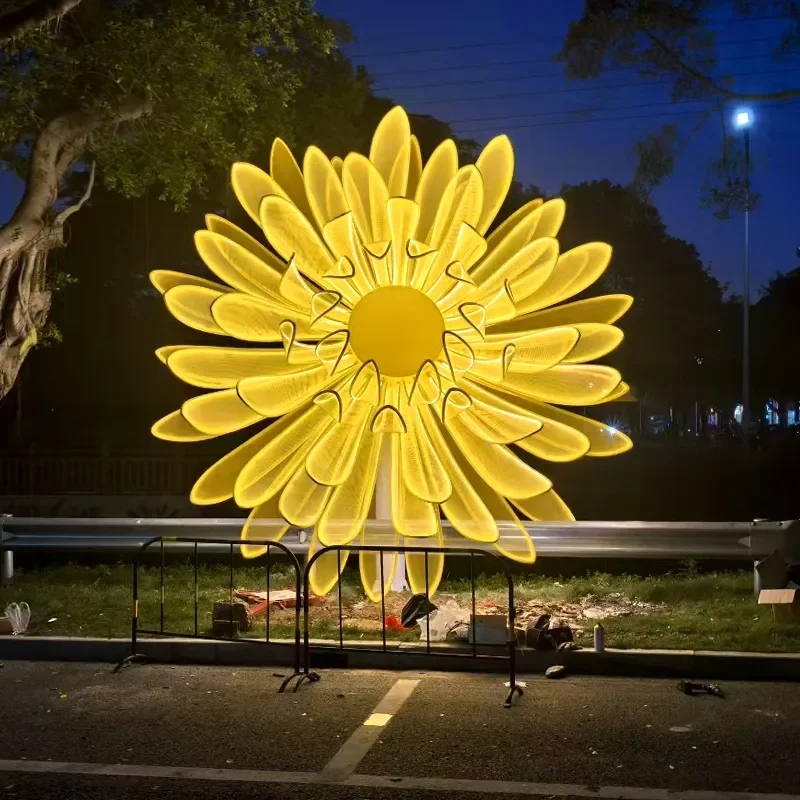 Outdoor LED Flower Sculpture Light Large Art Decoration Landscape Lighting for Commercial Park Street Garden Decoration