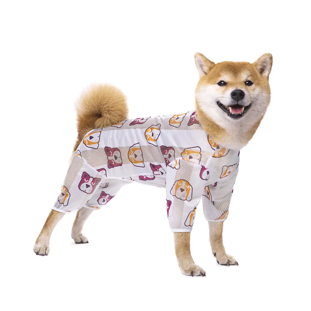 

Spring Autumn Summer Mesh Print Labrador Shiba Inu Golden Retriever Medium Large Dog Four Legs Cross Border Pet Dogs Dog Clothes