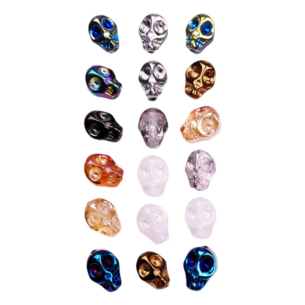

Crystal Micro Glass Bead Charms Loose Beads Polished Bracelet Tiny Skull Design Decorative Colorful for Jewelry Making