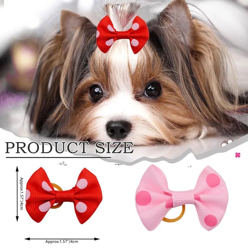 

10pcs Dog Grooming Hair Bows Dog Bows Mix Colours Small Pet Accessories Dog Hair Rubber Bands Headwear Pet Supplier