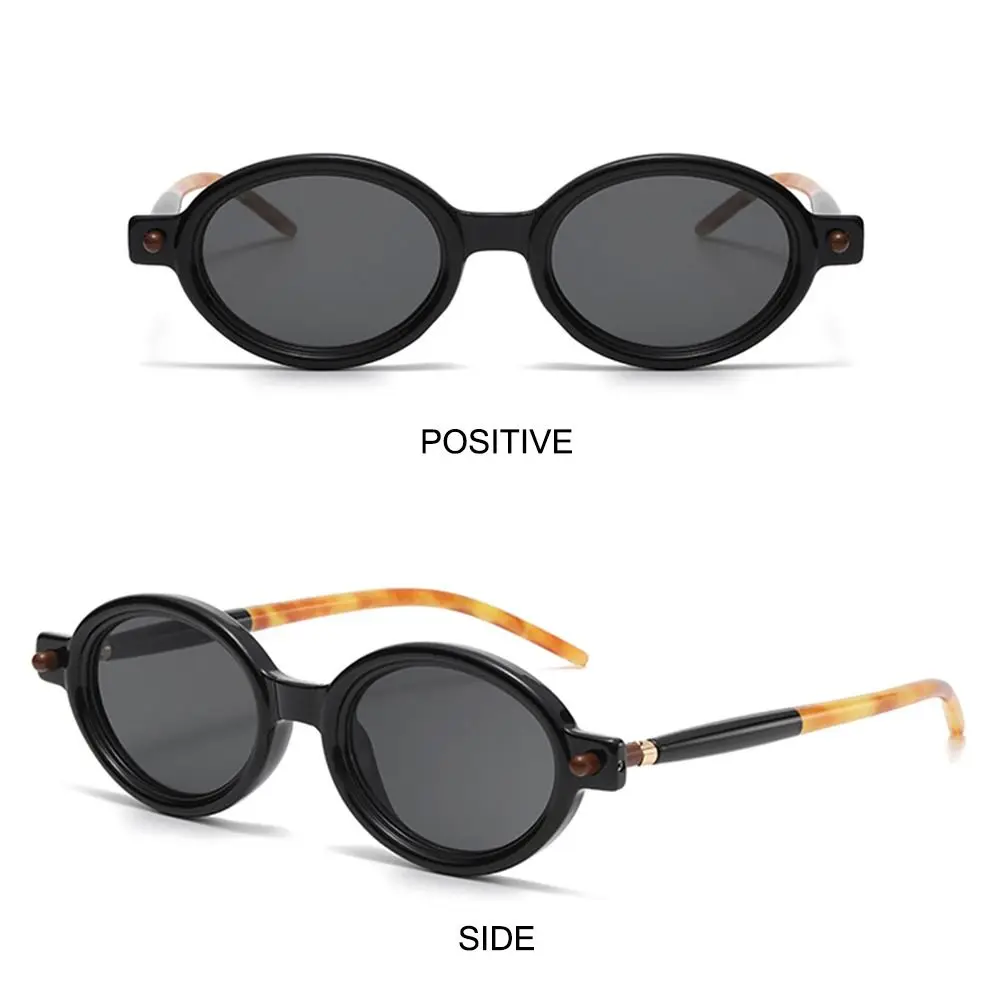 Punk Small Oval Sunglasses Vintage Trendy Literary Round Frame Sun Glasses Hip Hop Flat Glasses for Women & Men