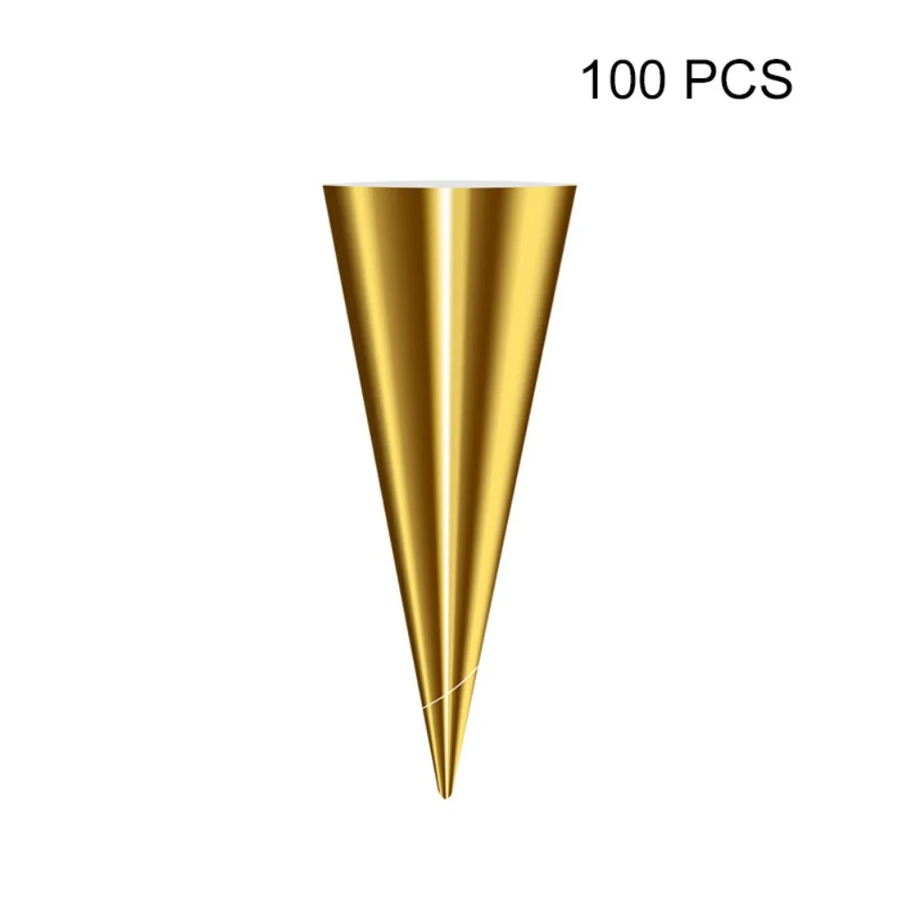 

100PCS Aluminum Foil Paper Disposable Ice Cream Holder Thickened Anti-soiling Ice Cream Cone Sleeve Hand-held Solid Color