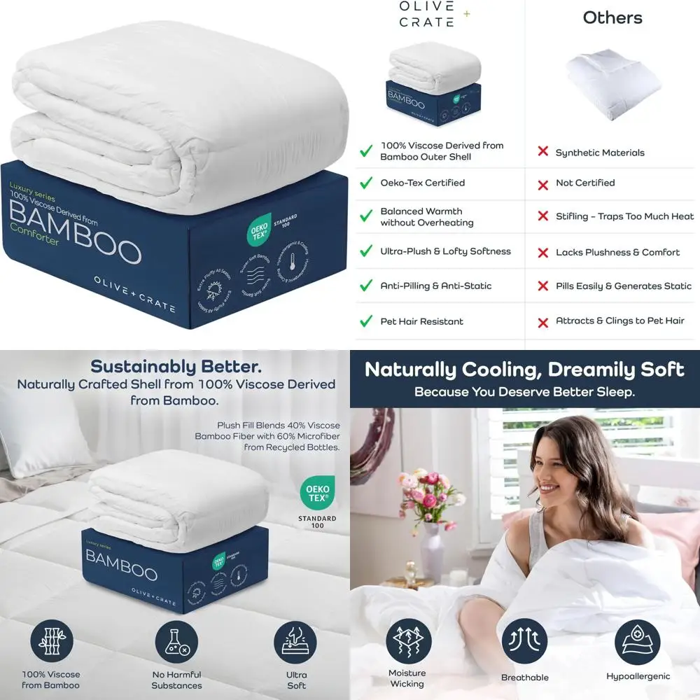 

Queen Size Bamboo Viscose Hypoallergenic Bedding - Cooling, Moisture-Wicking, All Season Comfort