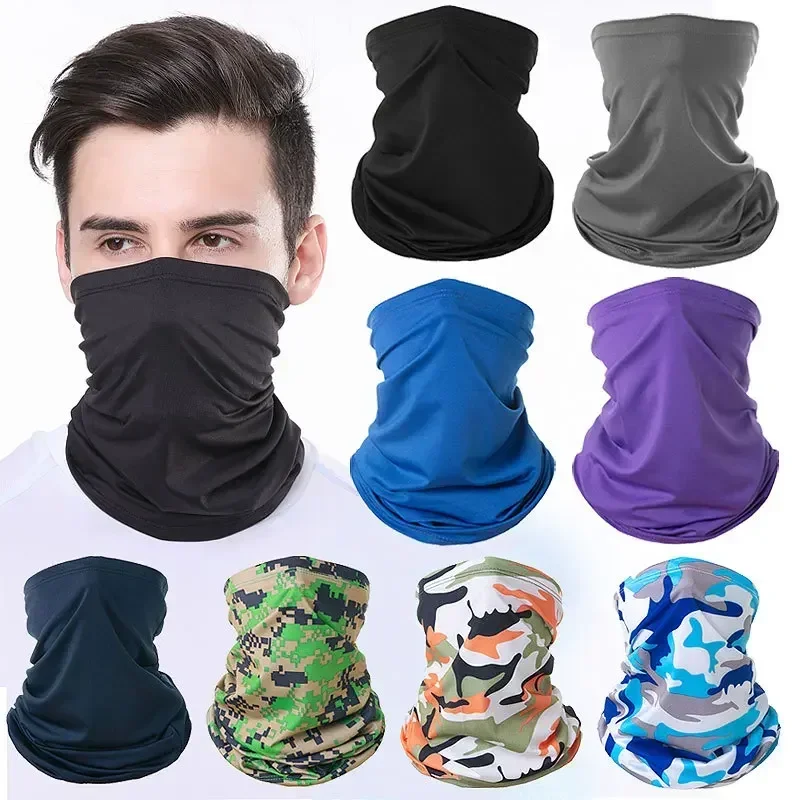 Bufanda Anti-UV de seda de hielo, mascarilla para cubrir la cara, protección para el cuello, secado rápido al aire libre, pesca, senderismo, Camping, motocicleta, Bandana transpirable