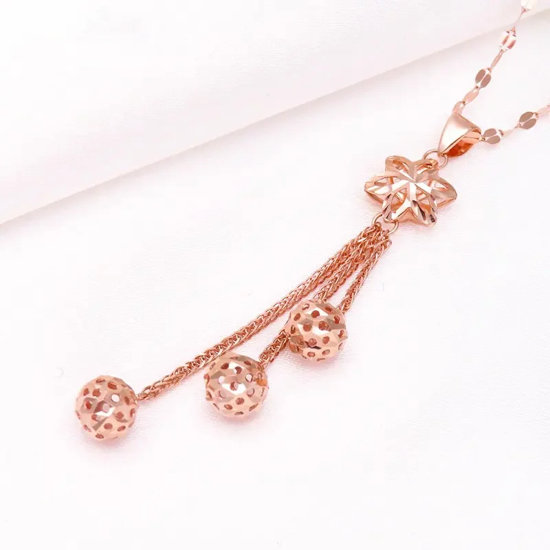 585 Paars Vergulde 14K Rose Gouden Ster Ketting Nieuwe In Schijnt Kwastje Kralen Ketting Hanger Bruiloft Sieraden Voor vrouwen