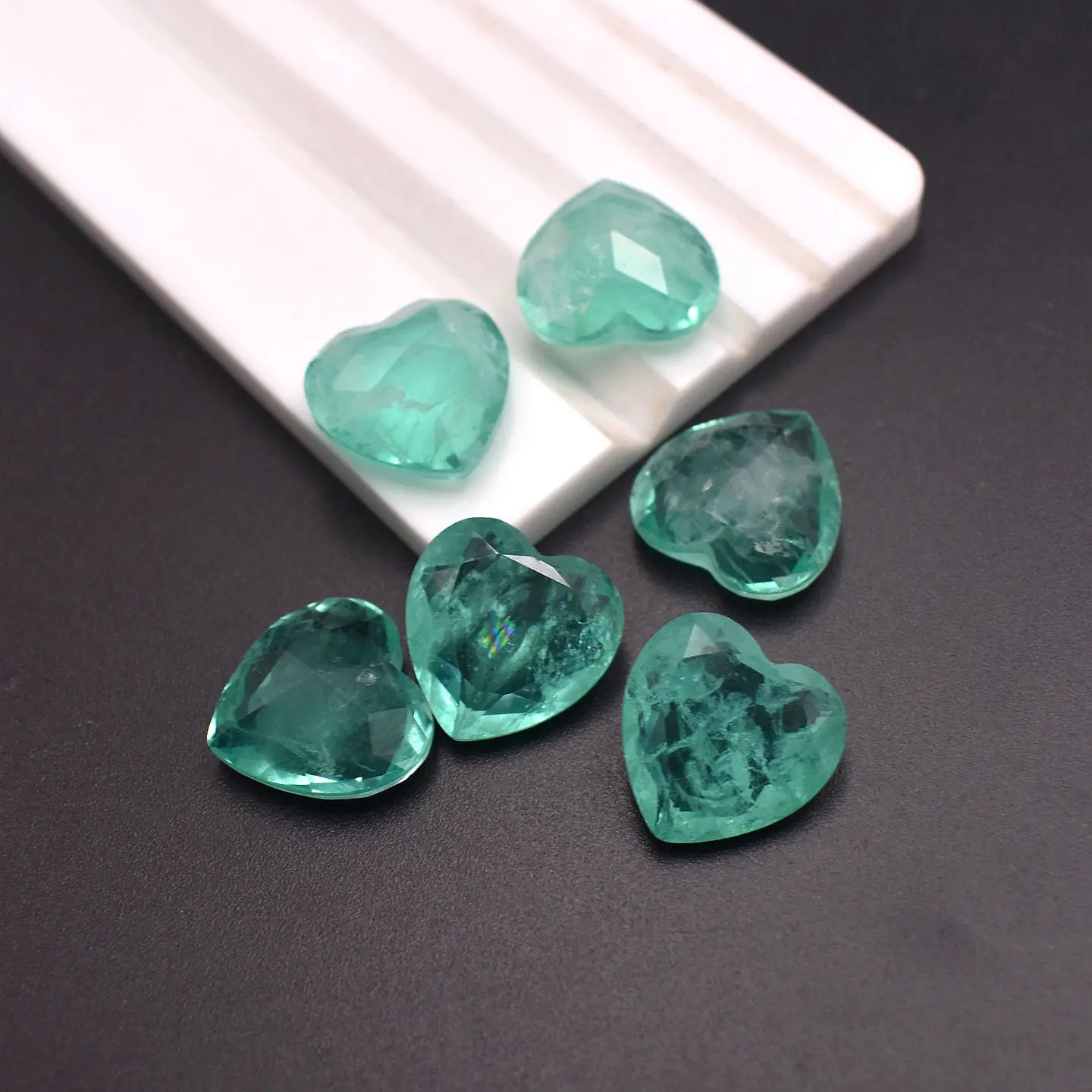 Simulated Paraiba Tourmaline Heart Light Green Brazilian Loose Gemstone Extremely Pleasant & Attractive For Jewellery Making