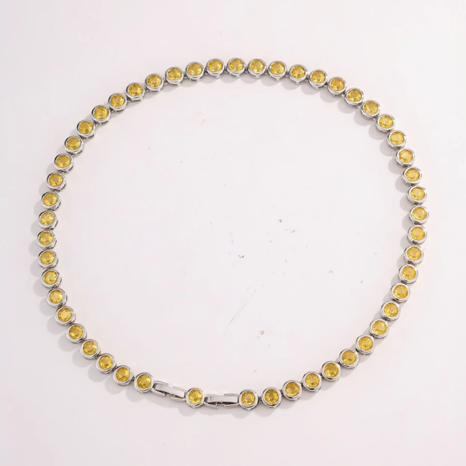 ZAKOL Luxuriöse, zierliche, glänzende, farbenfrohe Zirkon-Tennis-Choker-Halskette für Frauen, eleganter, funkelnder Kristall-Schmuck für Hochzeiten und Partys – Detail 7