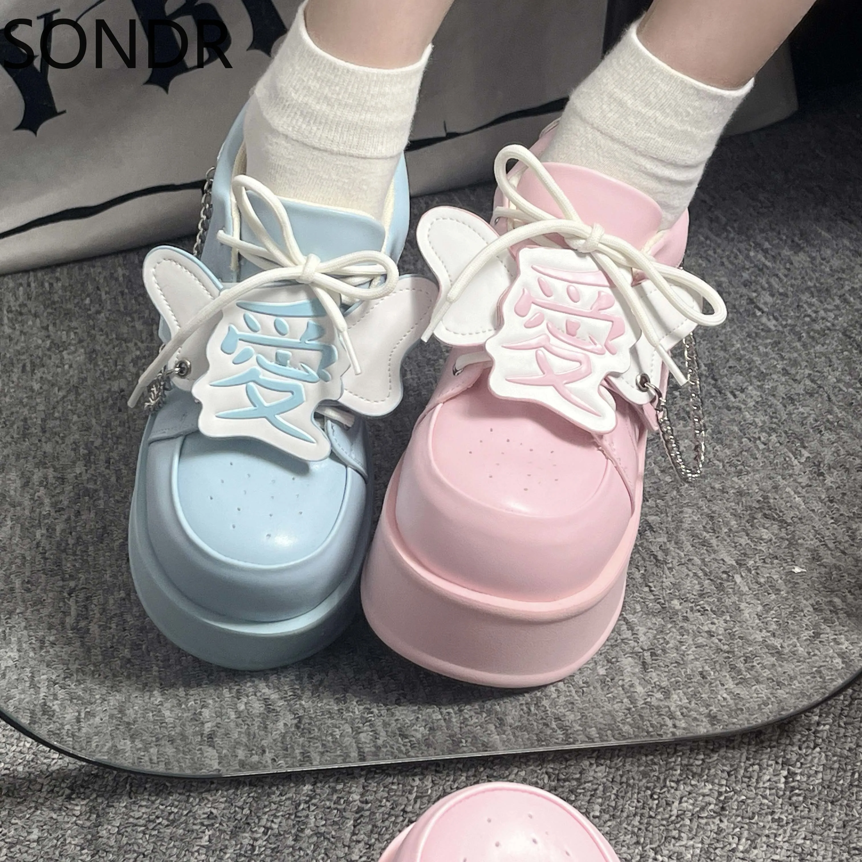 

Womens Lolita Metal Chain Gothic Candy Colors Punk Pumps Shoes Creepers Japanese Harajuku Platform Dark Round Toe New 2024