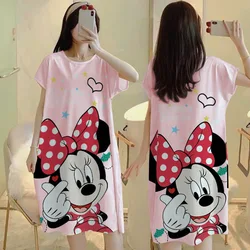 Disney Cartoon Mickey Minnie Donald Duck Daisy Print camicia da notte da donna Summer Loose Dress Cute Sweet Girl Homewear pigiama