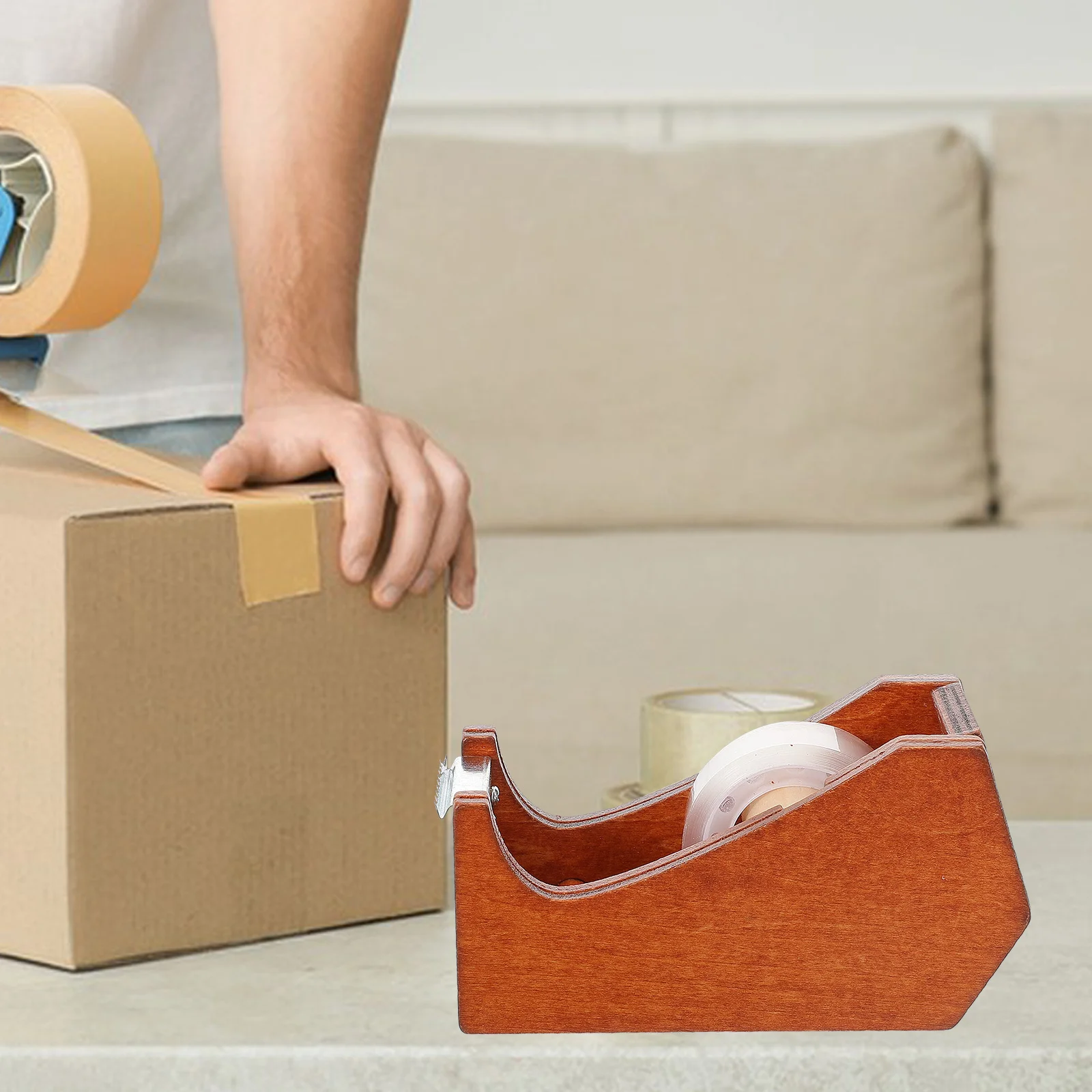 

Retro Animal Shape Wooden Tape Dispenser for Office Desk Compact Tape Holder with Carved Design Multi-Use Stationery Storage