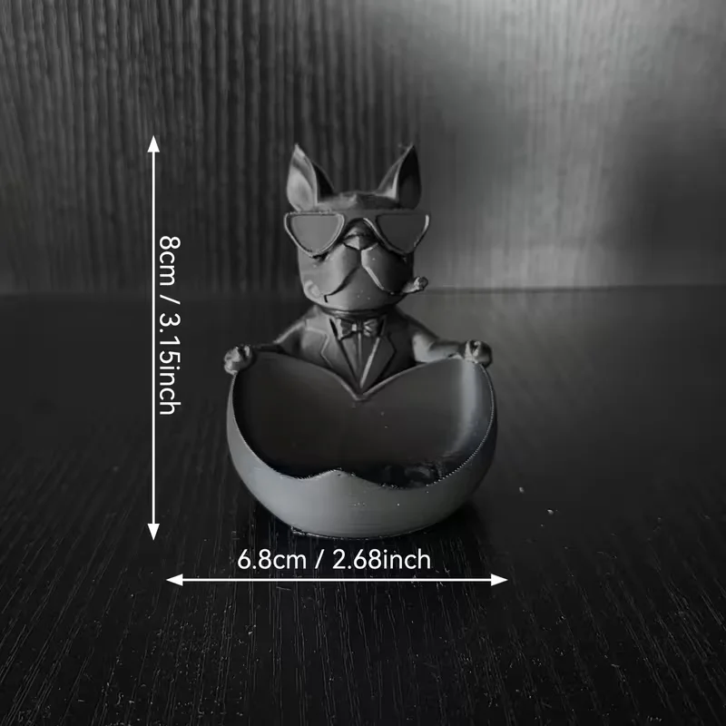 3D Printed French Bulldog Sunglasses Holder Large-Capacity Desktop Storage Bowl Cool Home Office Decorative Organizer