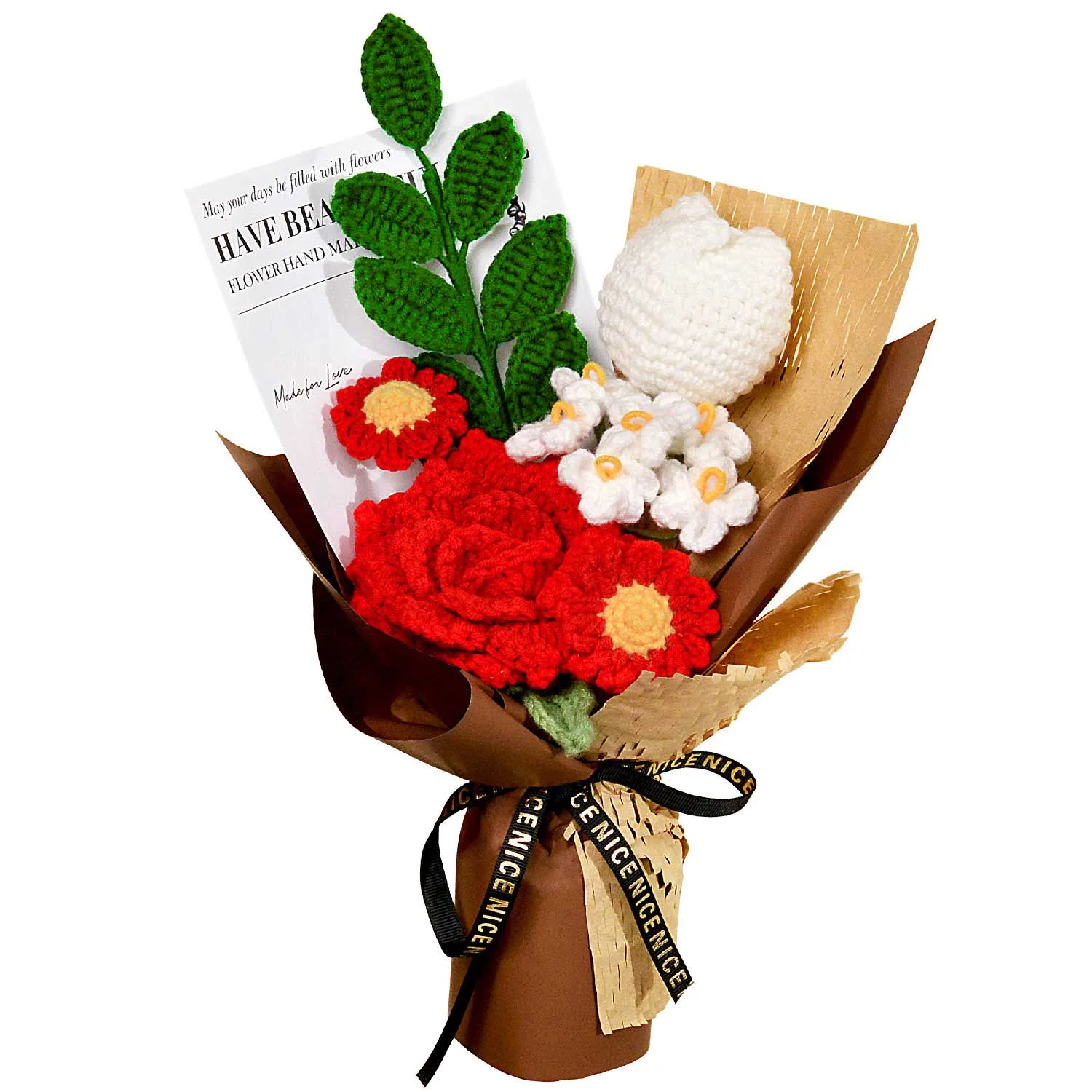 

Букет из вязаных крючком красных роз ручной работы, букеты из вязаных роз для Дня матери, Дня святого Валентина, годовщины, дня рождения