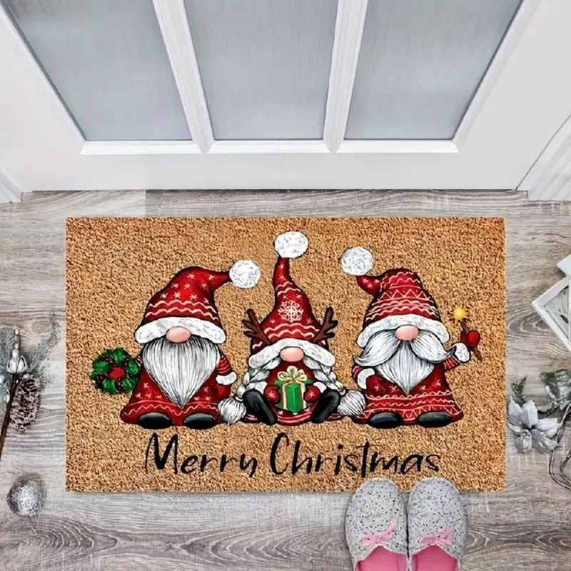 VIKAMA Winter Door Mat Snowflake Print Welcome Rug Non Slip For Entryway Front Door Indoor Outdoor Holiday Home Decor