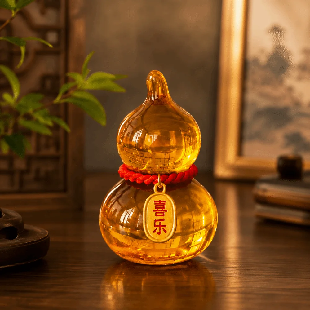 Gift Creative Rotating Gourd Ornament Crystal Handcrafted Spinning Car Ornament Portable Craft Mini Gourd Statue Home Ornaments