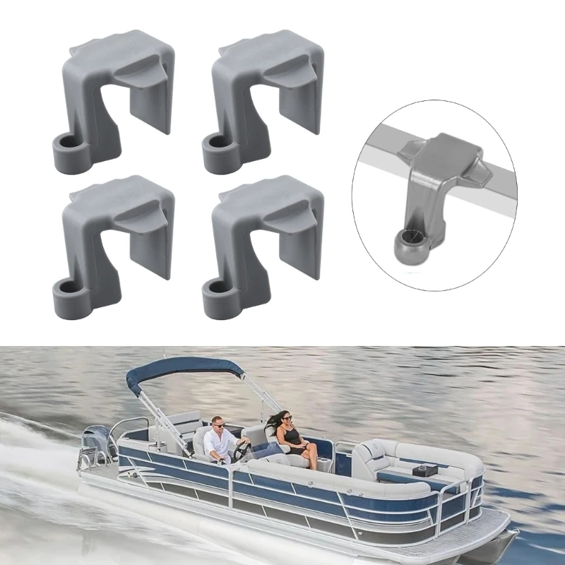 Marine Bumper Line Clips for Pontoon Rails Set of 4Pcs Clip-On Hangers with Integrated Rope Hole for Boats Docking Use