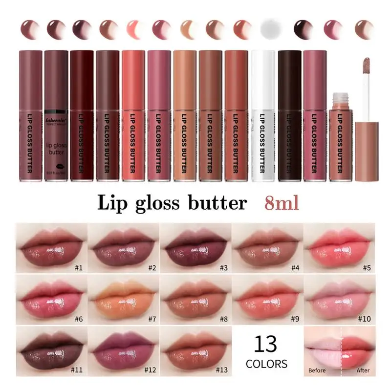 Lip Gloss de longa duração para mulheres, bálsamo labial, batom líquido, manteiga, impermeável, cosméticos, maquiagem, meninas