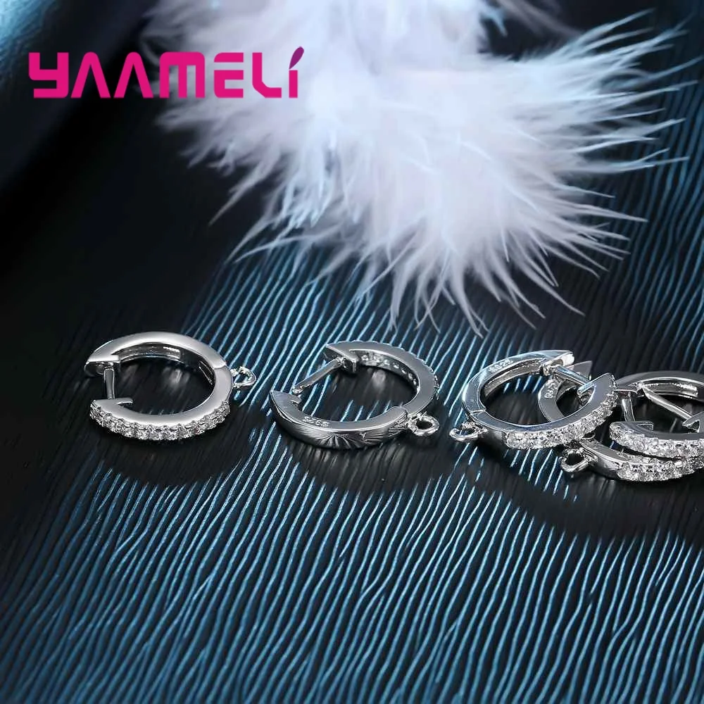 

1 пара серег-колец круглой формы из стерлингового серебра 925 пробы с кубическим цирконием для женщин и девочек, аксессуары для изготовления компонентов, ювелирные изделия