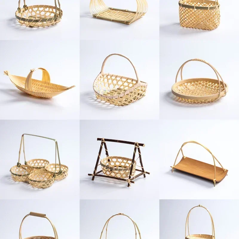 

Hot SalesPastry Tray Creative Small Bamboo Basket, Multi-layer Bamboo Woven Basket