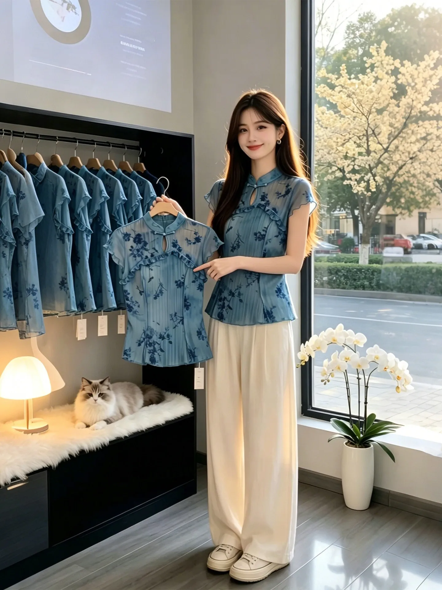 

Elegant Women's Printed T-shirt Fashionable Soft Chinese Style Summer New Arrival Versatile Top Breathable Lightweight Casual...