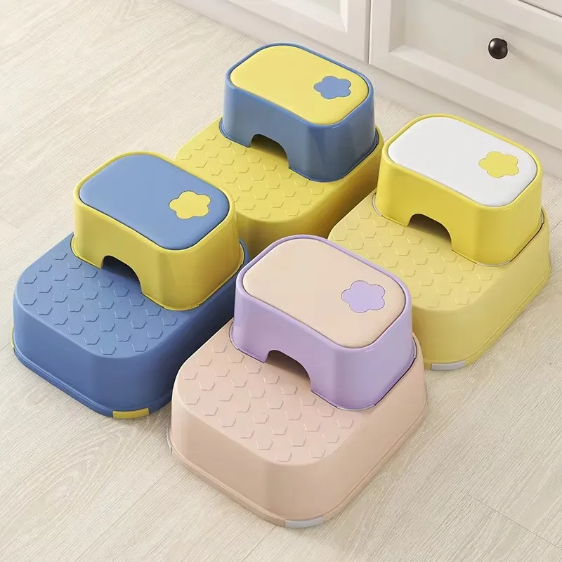 Children\'s Footstool Baby Small Chair Hand Washing Step Washing Face Anti Slip Standing stool Toilet Training 2 Step Stools