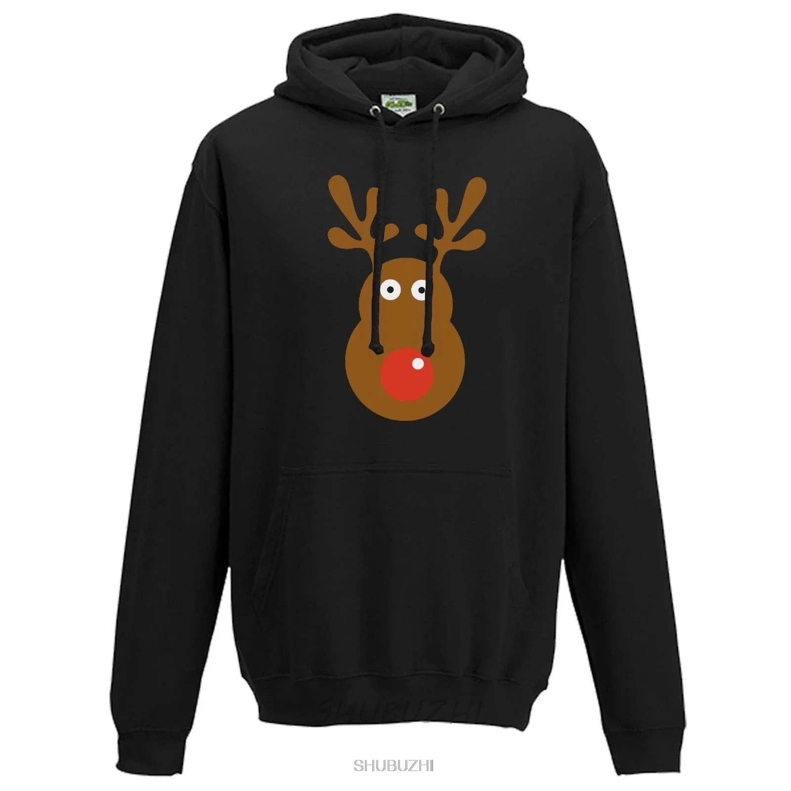 Rudolph Reindeer Face Hoodie - Christmas Retro Rudolf Xmas Gift Unisex Hoody Top