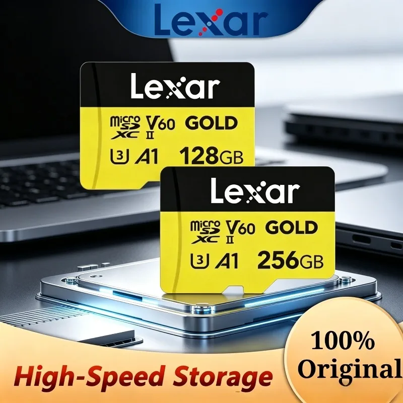 Lexar Professional Micro Gold 256GB Original Flash Card V60 A1 C10 TF Card SD Card MicroSDXC For Camera Read Max 280MB/s