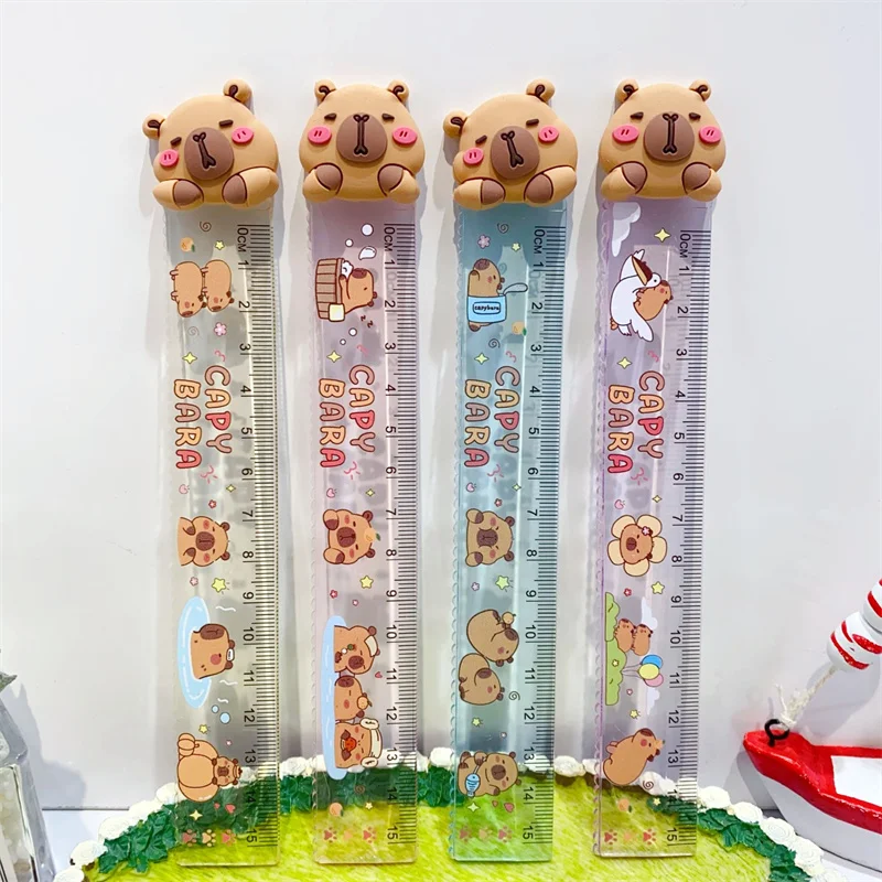 

12pcs/lot Kawaii Capybara Ruler 15 cm Measuring Straight Rulers Drawing Tool Promotional Stationery gift school supplies