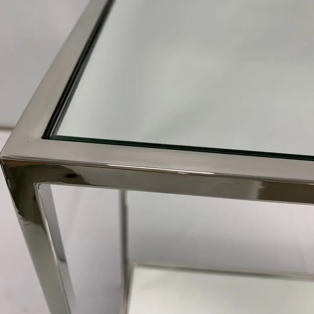 Modern simple double-layer stainless steel coffee table soft decoration
