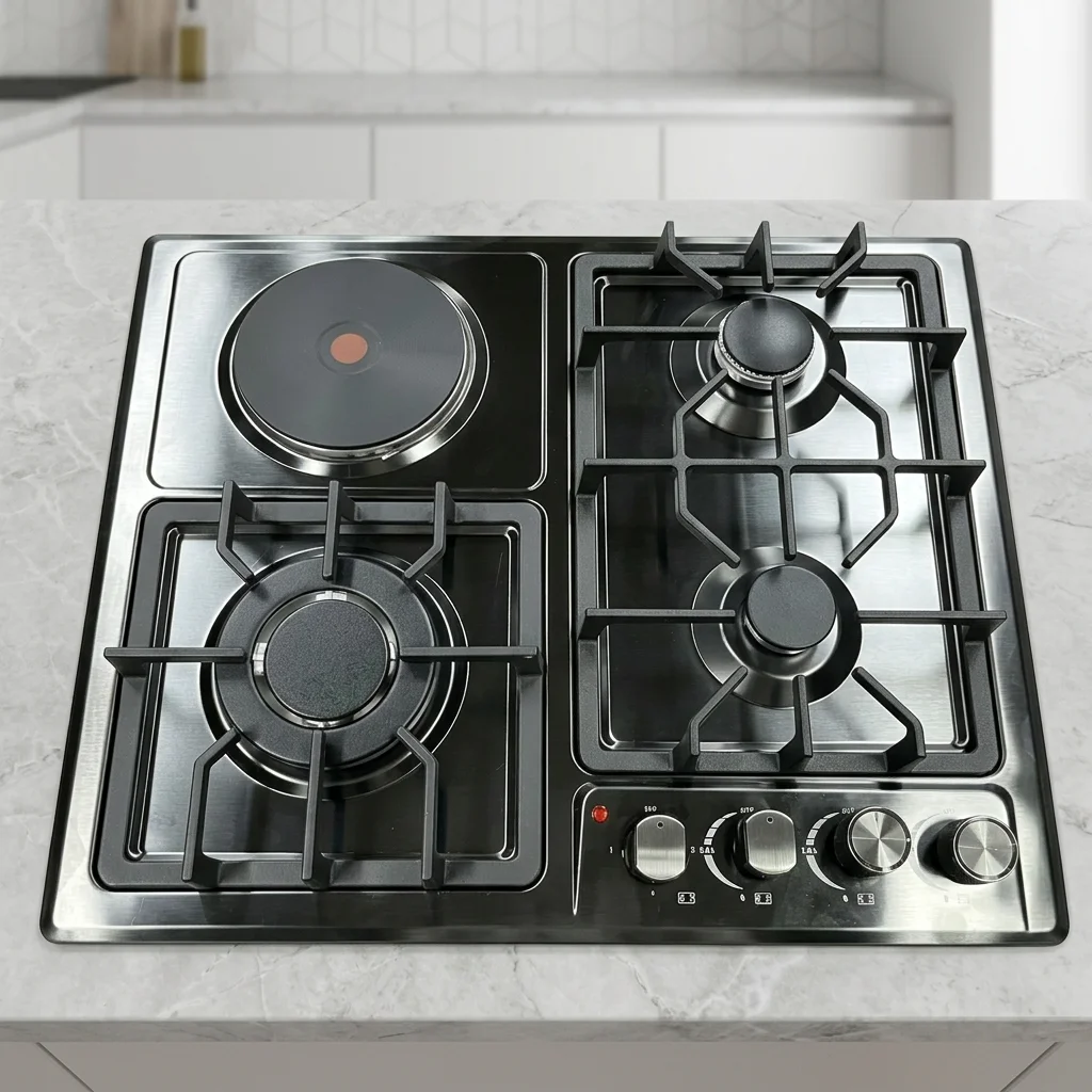 Built in Electronic Ignition Cooking Gas Hob 4 burner Gas Stove Stainless Steel Propane Cooktop Cooker for Kitchen Apartment RV