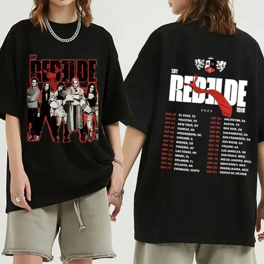 Cotton Men Women Rebelde RBD World Tour T Shirt Tee Fashion Tshirt Streetwear Hip Hop Short Sleeve T-Shirts Trend Clothes Top