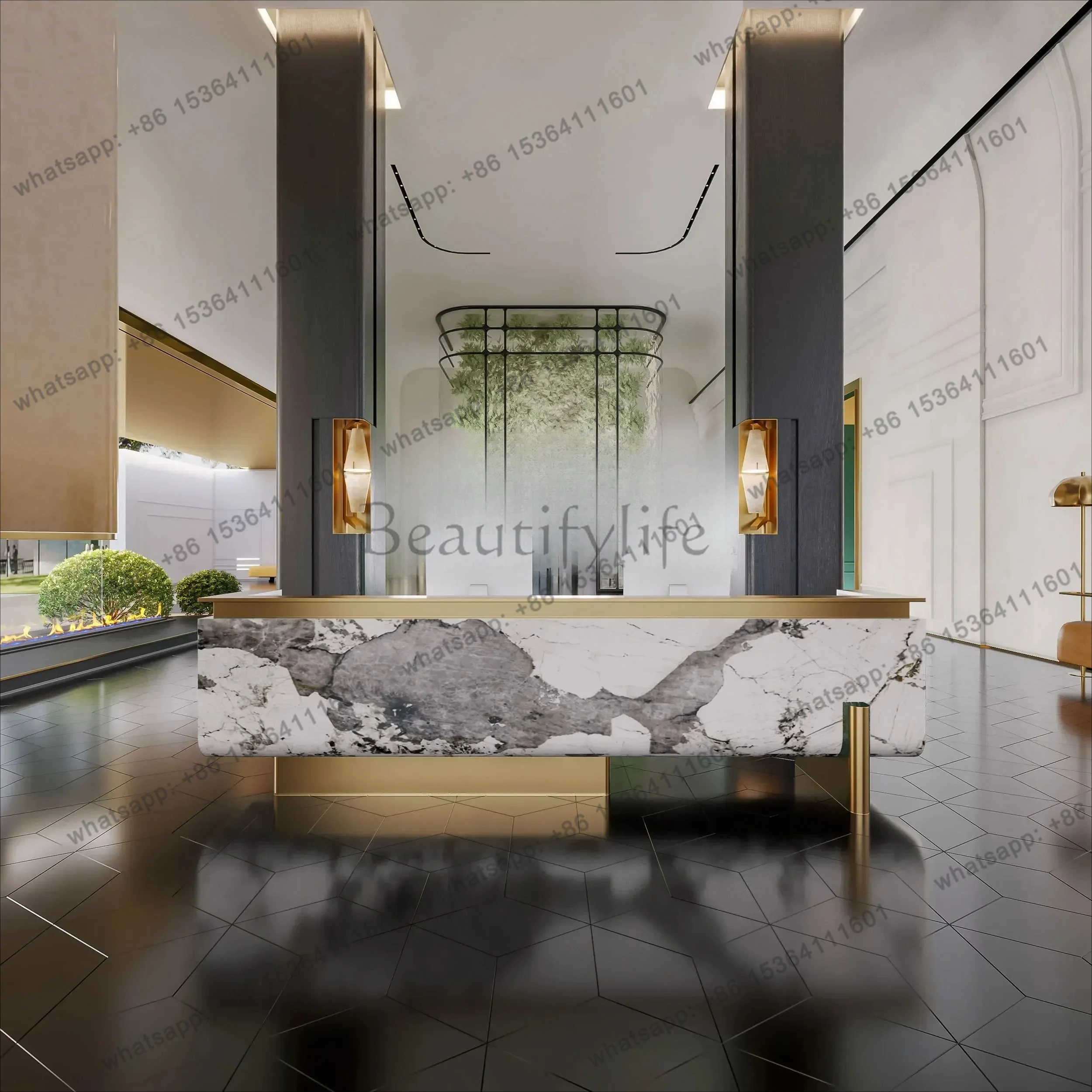 Light luxury marble imitation rock slab checkout page company hotel front desk foot bath shop beauty salon bar counter