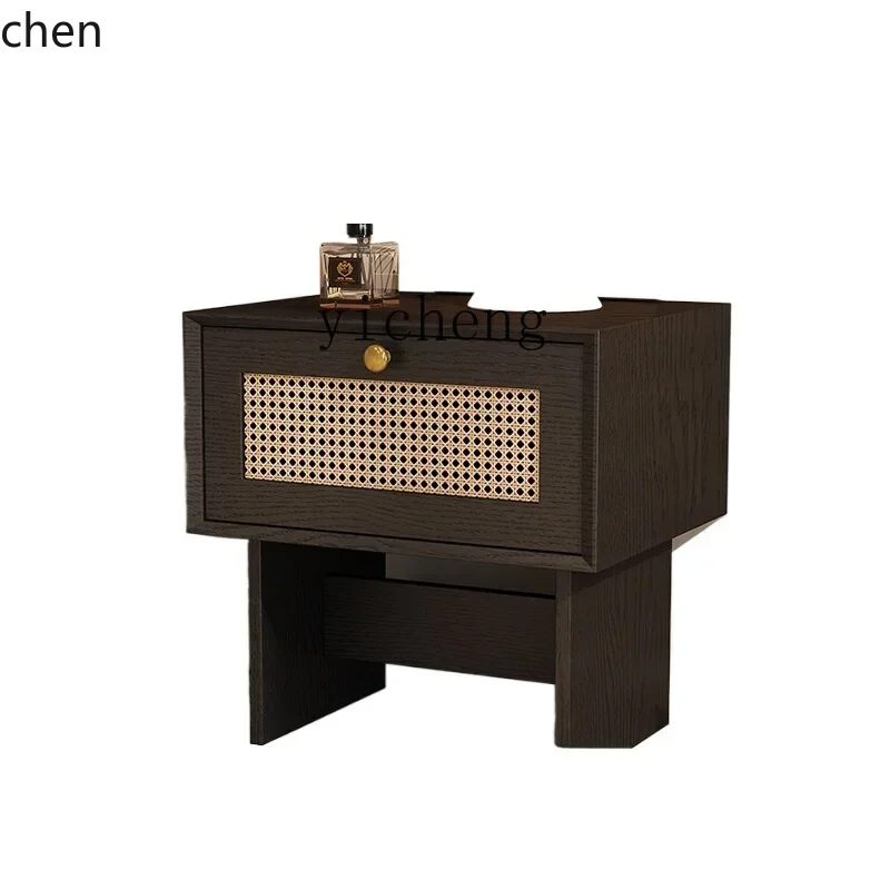 HXL antique bedroom bedside table B & B small bedside table retro rattan storage cabinet
