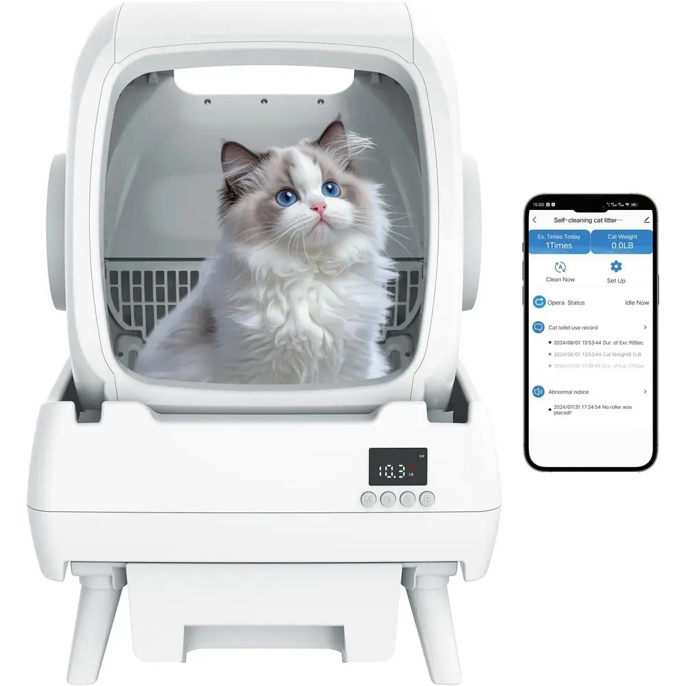Automatic Cat Litter Box Sel Cleaning - App Control, Cat Toilet Records, Suitable or Big Cats, Medium Cats, Kittens and Multi-Ca