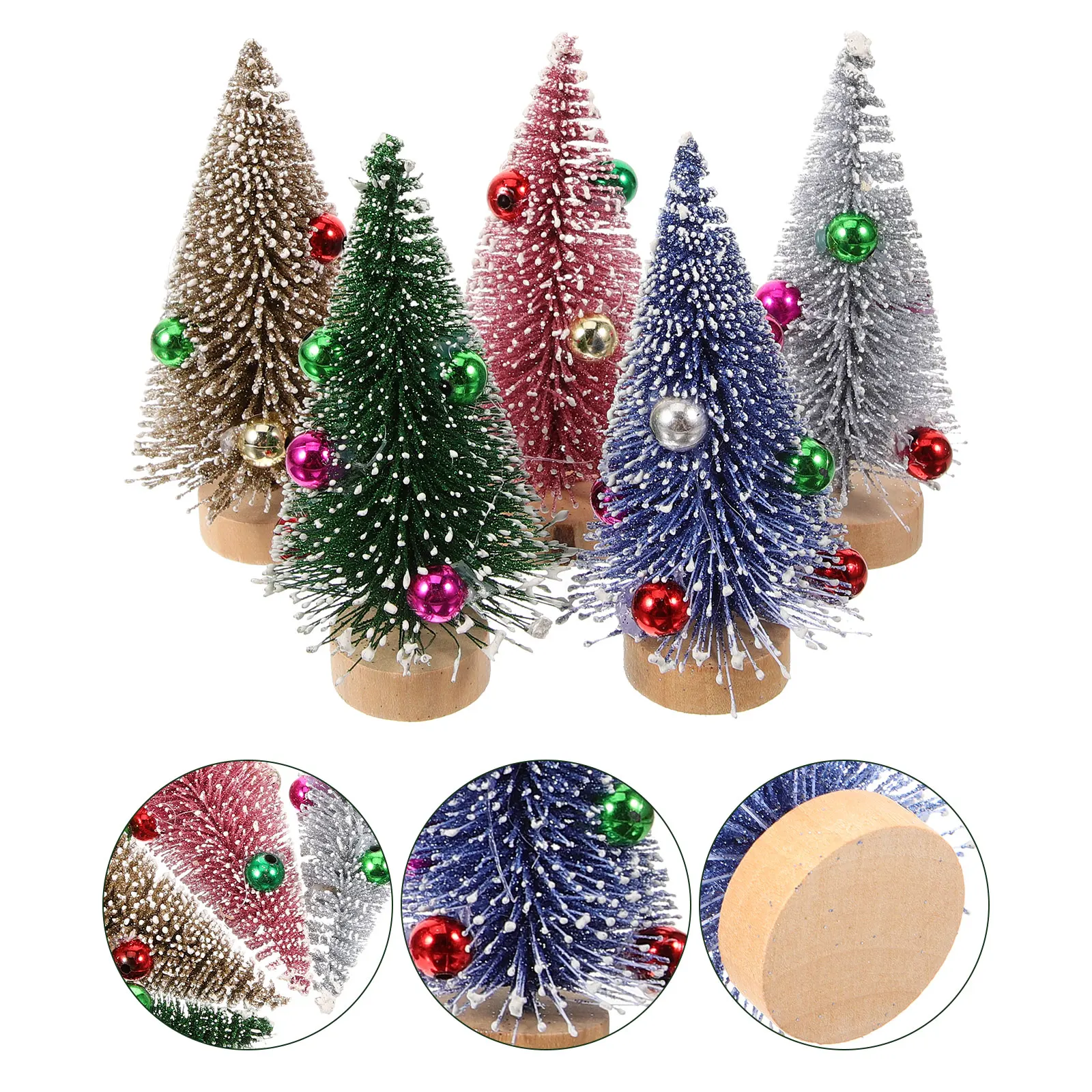 

12 Pcs Mini Christmas Tree 10cm Silver Green Gold Blue Pink Bells Holiday Decor DIY Craft Tabletop nament Festival Scene