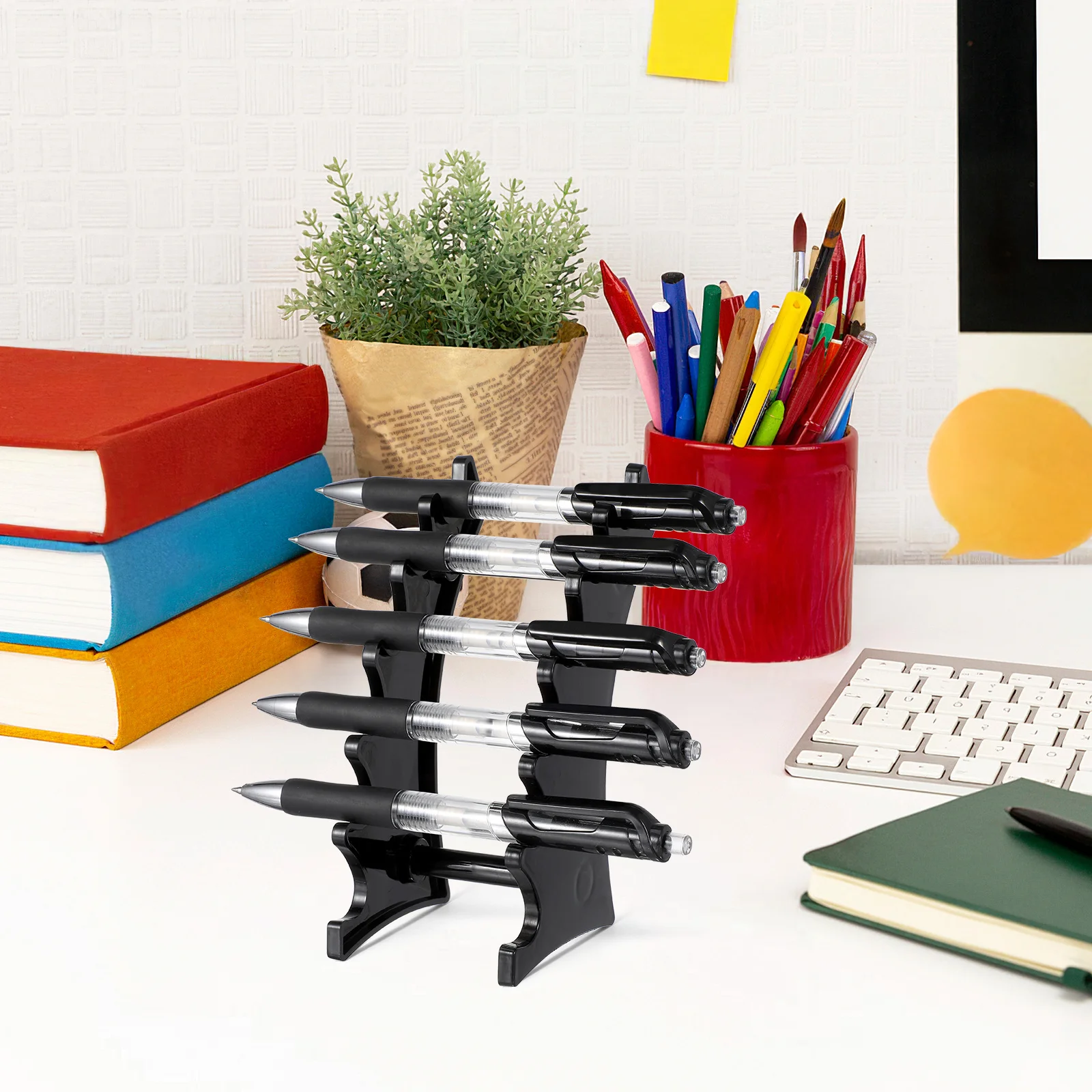 

2Pcs Thicken Sturdy Material Pen Pencil Ruler Holder Cup Makeup Brush Accessory Organizer Black Polished Corners