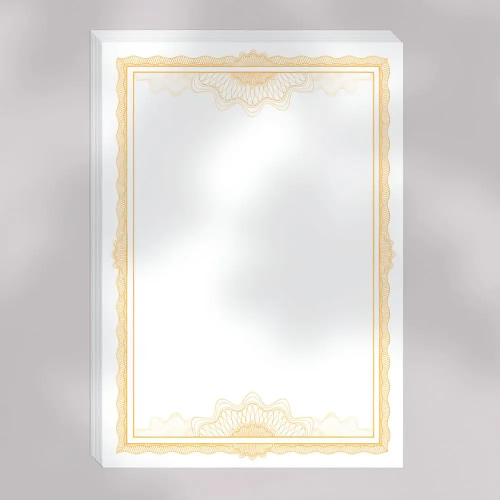 Blank A4 Certificate Paper Gold Foil Trim Insert For Custom Award Recognition Diploma Graduation Document Printing Stationery