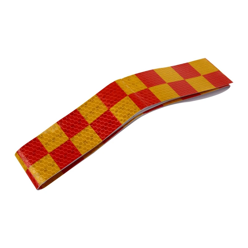 3Pcs 1M Reflective Safety Warning Conspicuity Tape Sticker, Red+Yellow