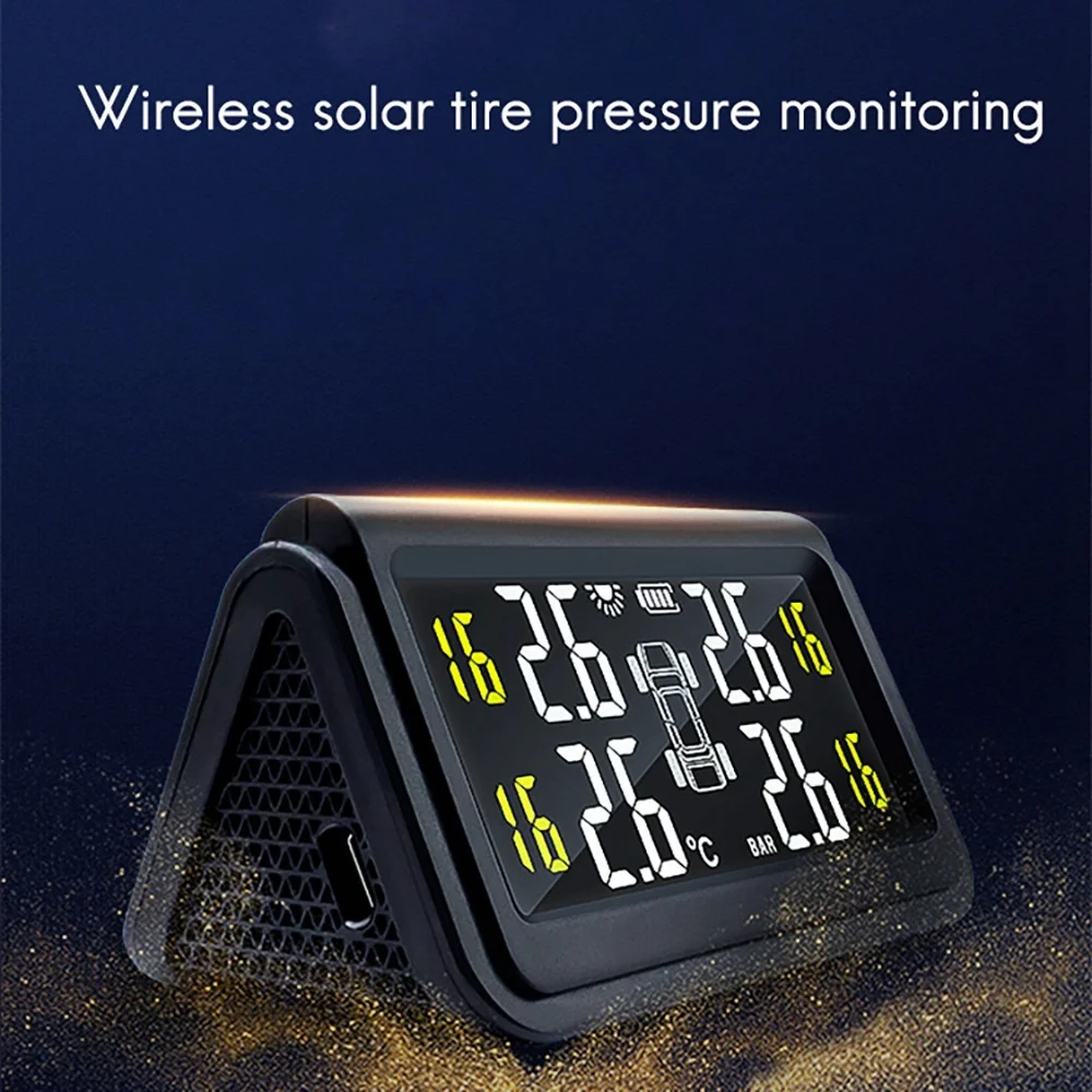 Smart Car TPMS Tyre Pressure Monitoring System Solar Power Charging Digital LCD Display Auto Security Alarm Systems