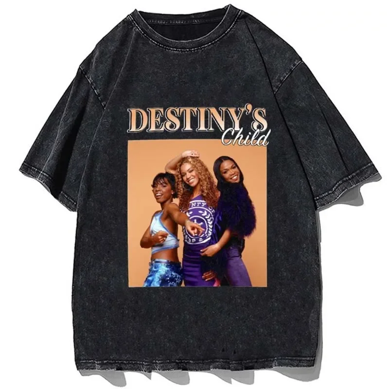 Destinys Child Graphic Printed Tshirt Retro 90s T Shirt Hip Hop Men Casual T-shirt Cotton Oversize Harajuku Streetwear Tees Tops