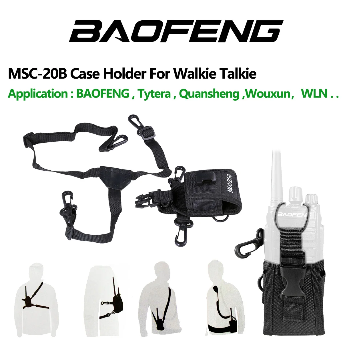 

MSC-20B Nylon Pouch Bag Walkie Talkie Carry Case for Baofeng UV5R UV82 bf888S UV-9R Plus TYT Mototrola Ham Two Way Radio