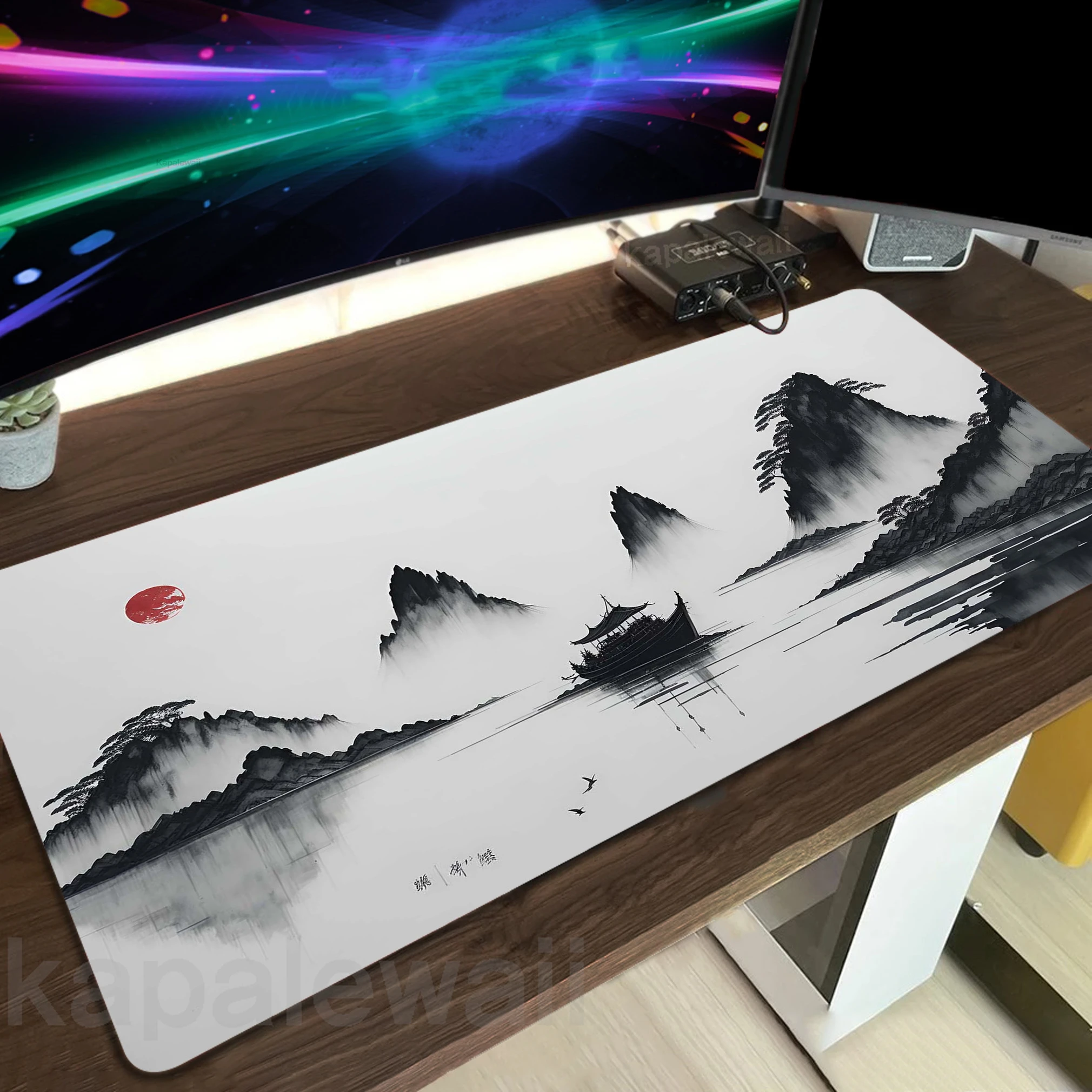 Mountain Serenity Japan Art Gamer Mousepad Large Gaming Mouse Pad Computer Keyboard Pads Locking Edge Mouse Mat XXXL Desk Mat