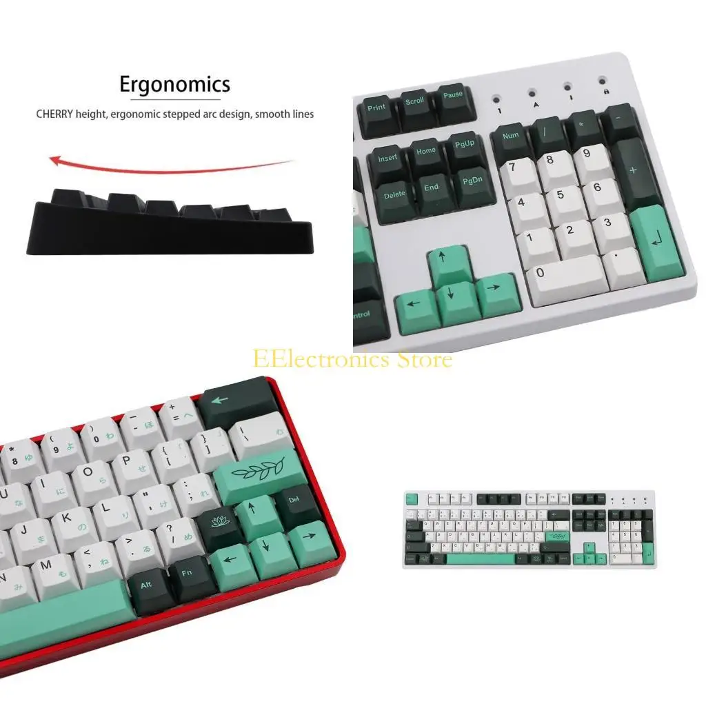 

B03C Mechanical Keyboard Keycaps Botanical Leaves Cherry Profile 137 Keys Dye Sub KeyCaps Compatible Cherry MX GK61 64 84 96