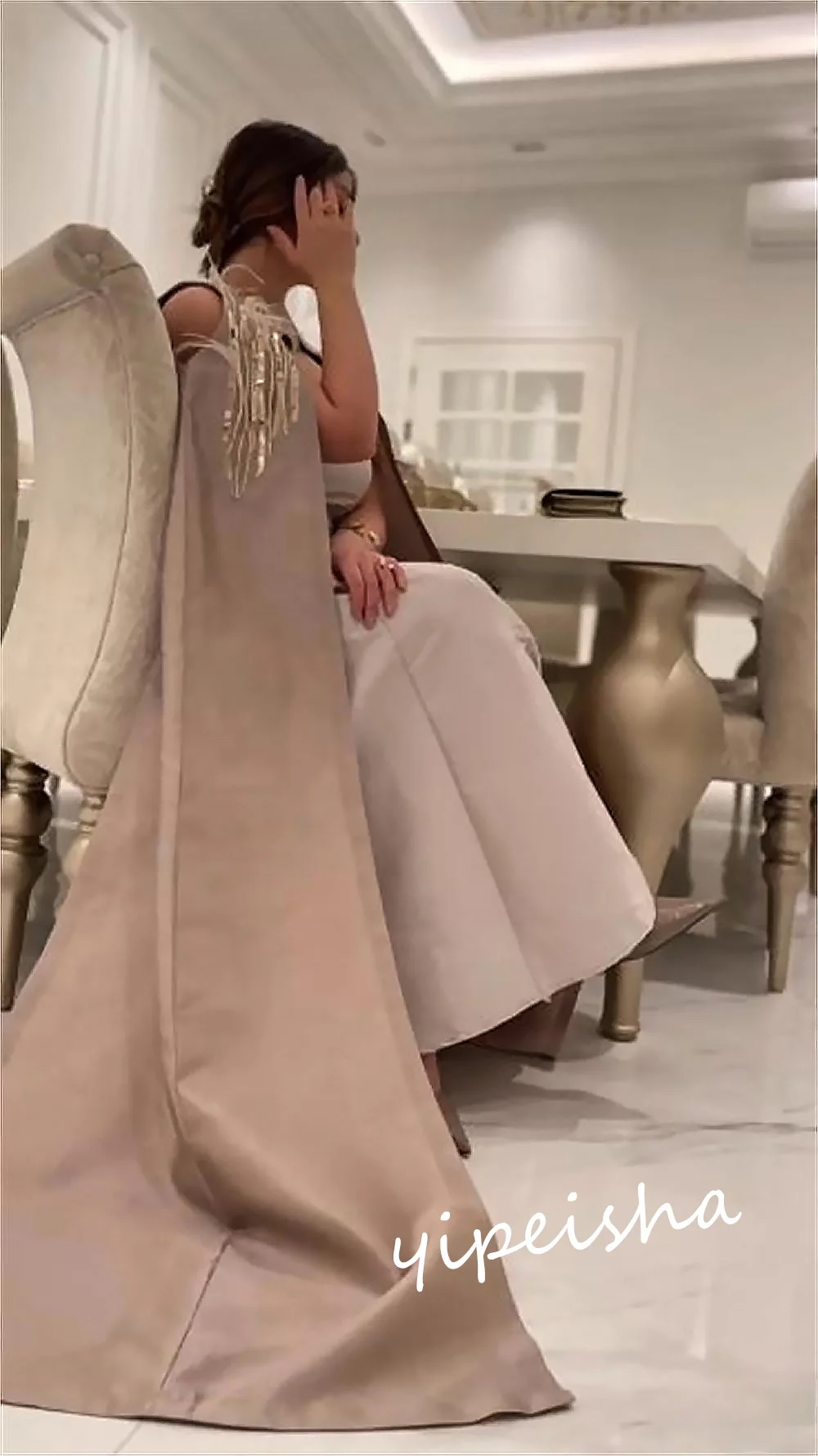 Vestido de graduación de Arabia Saudita, vestido de noche Formal de estilo clásico y moderno, sin tirantes, apliques de línea a, satinado, vestidos a medida para ocasiones