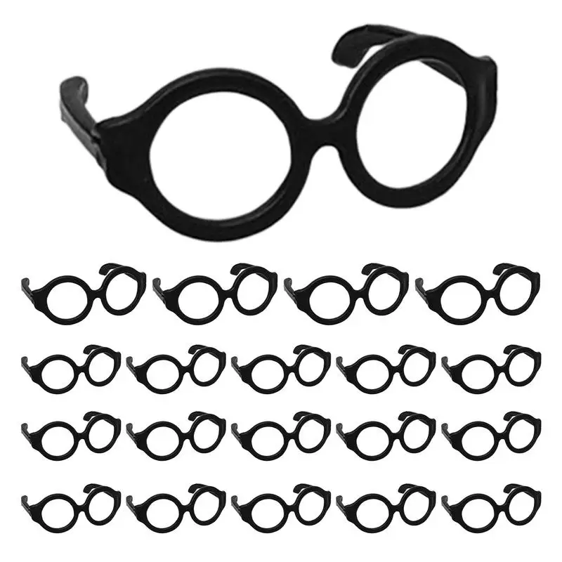 20Pcs Mini Doll Glasses For 7-12 inches Dolls DIY Accessories Round Frame Lensless Retro Cool Doll Glasses Dress Up Toys Gifts