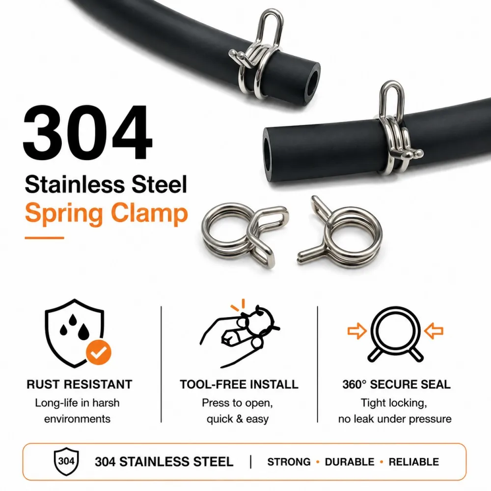 NBR Fuel Line Hose with 304 Steel Clamp ID 5x9mm/5x10mm Oil Resistant  Flexible Fuel Oil Delivery Tubing For Car/Motorcycle